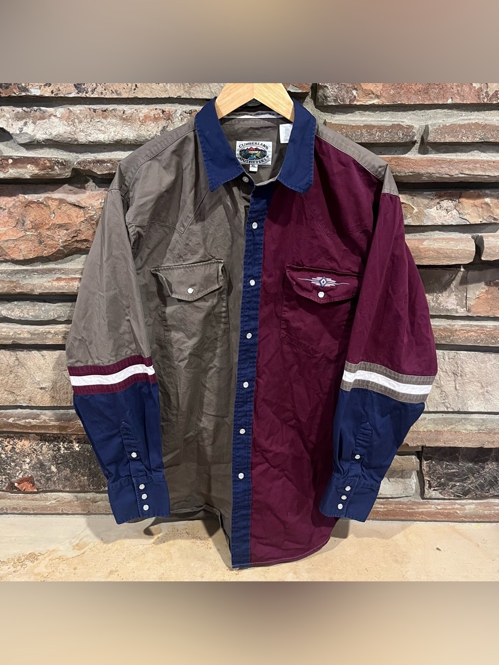 Cumberland Outfitters Colorblock Western Pearl Snap Long-Sleeve Shirt